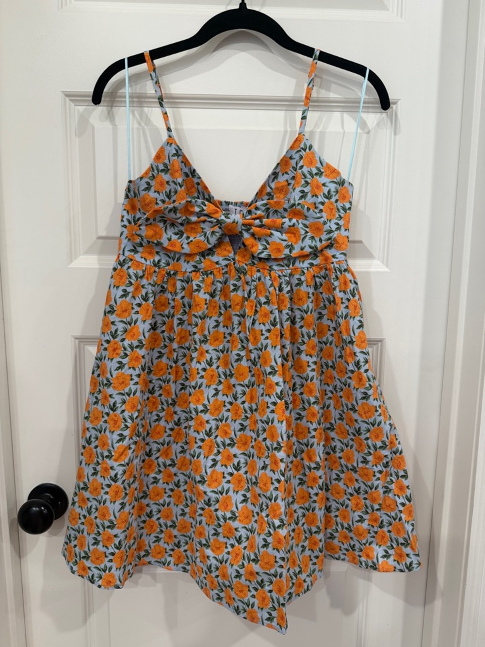 TCEC Floral Mini Dress in Orange and Light Blue